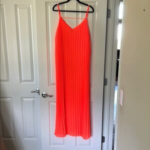 Skies Are Blue Vibrant Coral Midi Dress